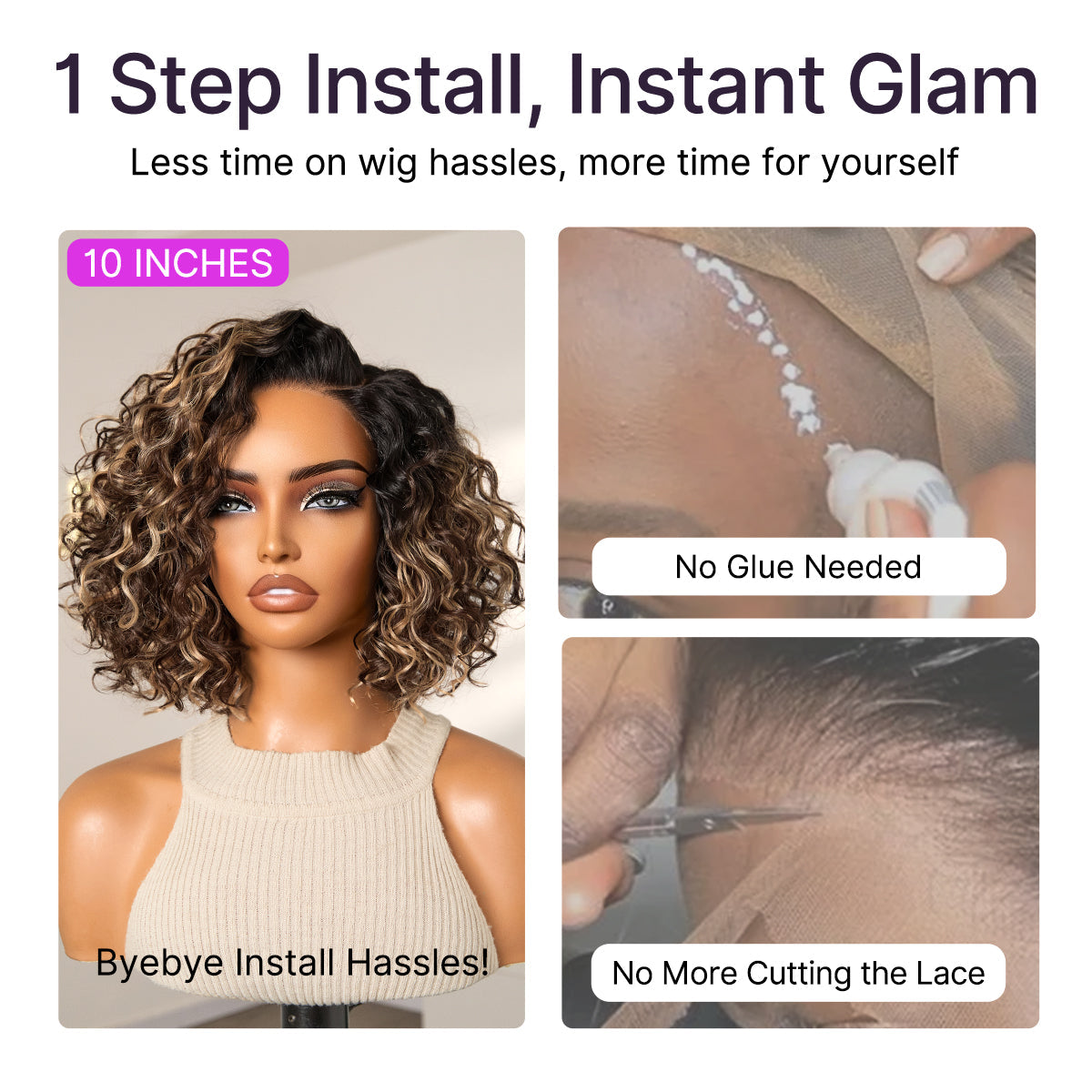 🩷Ready-to-Go Glueless Curly Bob Wig
