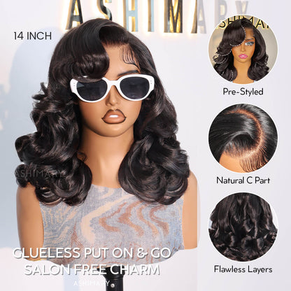 Transparent lace wavy wig, ready to wear